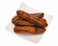 Dried banana on white background Royalty Free Stock Photo
